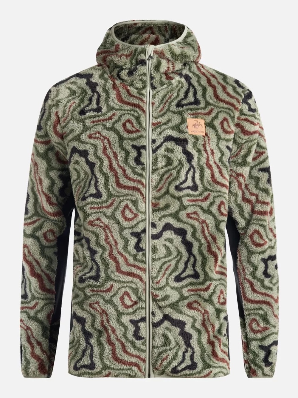 Haka Honu Men's Hooded Fleece Jacket - Green Pattern